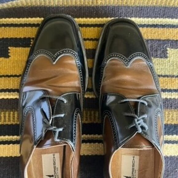 Moreschi Mens Two-Tone Wingtip Brogues Leather Dress Shoes 9.5 Handmade Italy